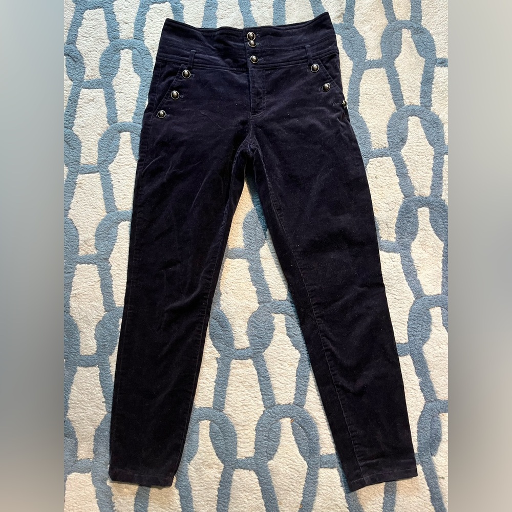 Banana Republic x Olivia Palermo High Waisted Corduroy Navy Skinny Pants